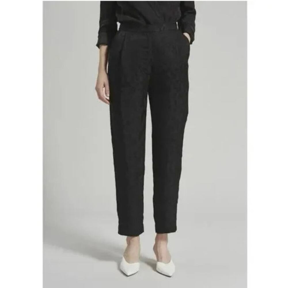 Rachel Comey Black Satin Jacquard Westside Cropped Pant Size 12